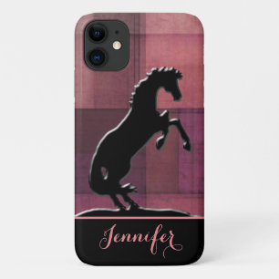 Heart Horses V (soft red squares) iPhone 11 Case