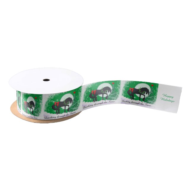 Heart Horses VI Holiday (Holiday Tree) Satin Ribbon (Spool)