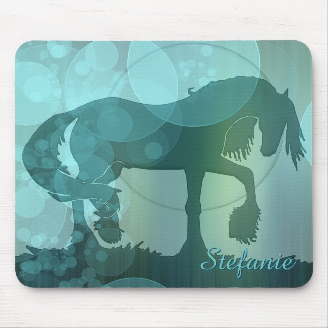 Heart Horses VI (teal bubbles) Mouse Mat (Front)
