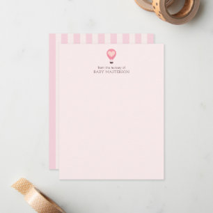 Heart Hot Air Balloon Pastel Pink Baby Shower Card