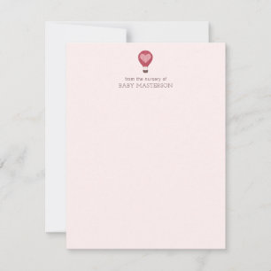 Heart Hot Air Balloon Pastel Pink Baby Shower  Card