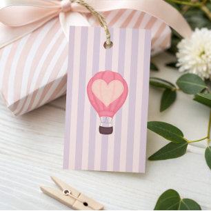 Heart Hot Air Balloon Pastel Purple Baby Shower  Gift Tags
