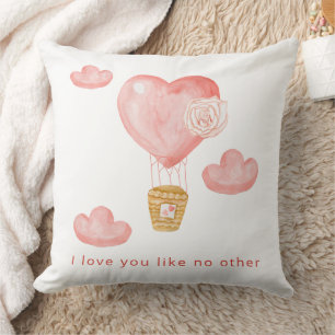 Heart Hot Air Balloon Valentine Personalised Photo Cushion