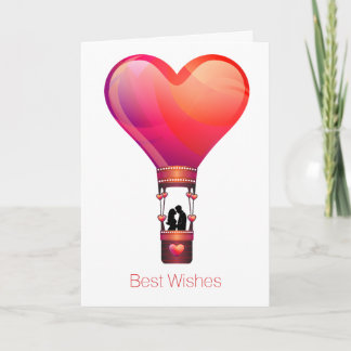 Heart Hot Air Balloon Wedding Greeting Card