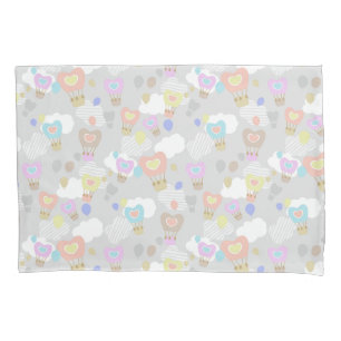 Heart Hot Air Balloons Grey Pillowcase