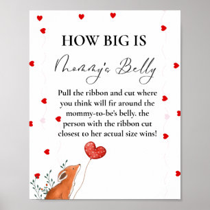 Heart How Big is mummy's belly Baby Shower  Poster