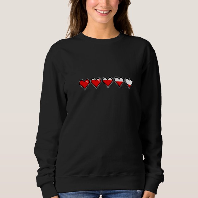 Heart Hp Bar 8 Bit Minimalist Aesthetic Retro Vide Sweatshirt (Front)