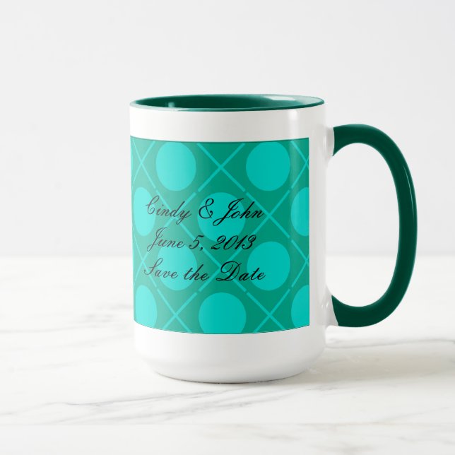 Heart Hugs & Kisses XOXO Photo Mug Green customise (Right)