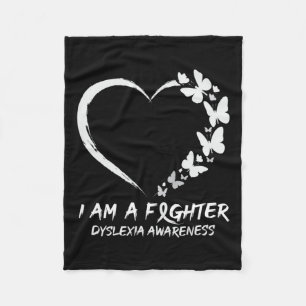 Heart I Am A Fighter Dyslexia Awareness Fleece Blanket