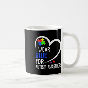 Heart I Wear Blue For Autism Awareness Mum Dad Coffee Mug