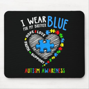 Heart I Wear Blue For My Brother Autism Awareness Mouse Mat