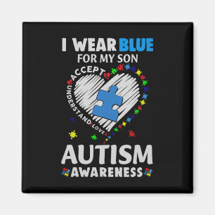 Heart I Wear Blue For My Son Autism Awareness Magnet
