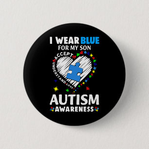 Heart I Wear Blue For My Son Autism Awareness Mont 6 Cm Round Badge