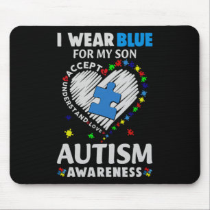 Heart I Wear Blue For My Son Autism Awareness Mouse Mat