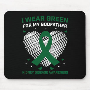 Heart I Wear Green For My Godfather Kidney Disease Mouse Mat