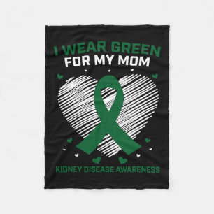 Heart I Wear Green For My Mum Kidney Disease Aware Fleece Blanket