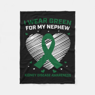 Heart I Wear Green For My Nephew Kidney Disease Aw Fleece Blanket