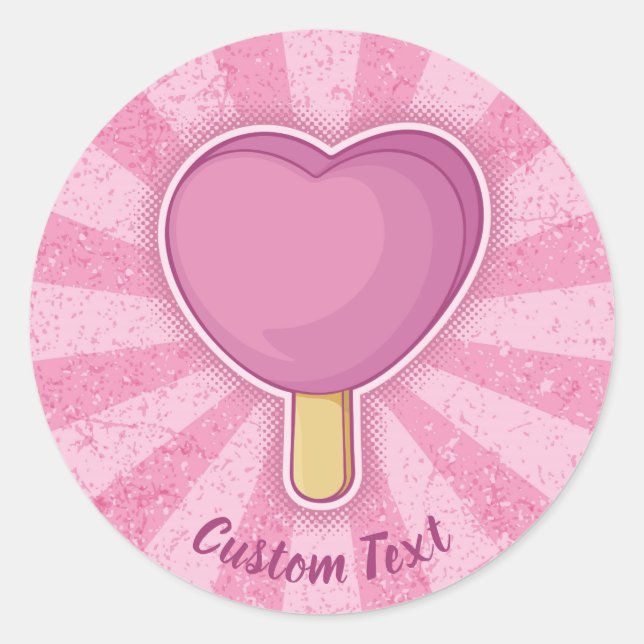 Heart Ice Cream Stick Classic Round Sticker (Front)
