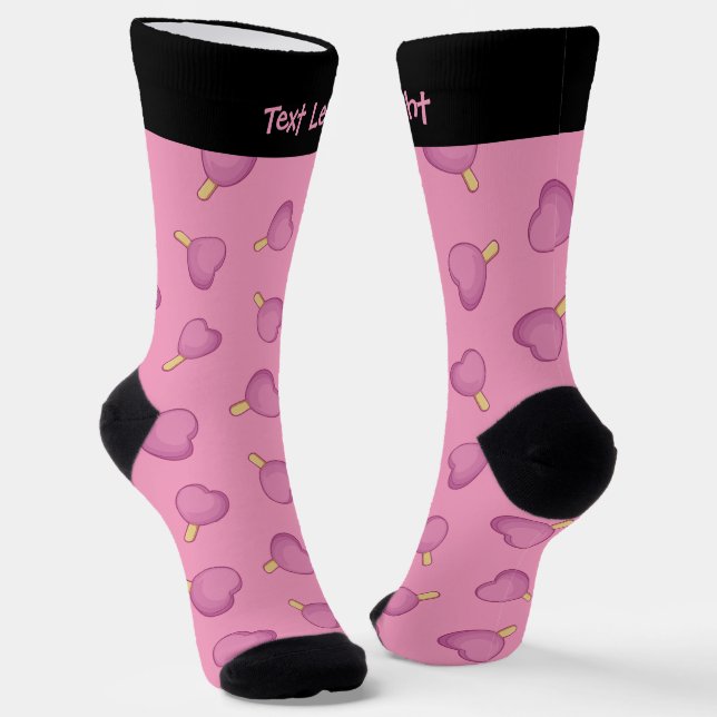 Heart Ice Cream Stick Pattern Socks (Angled)