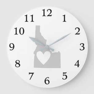 Heart Idaho state silhouette Large Clock