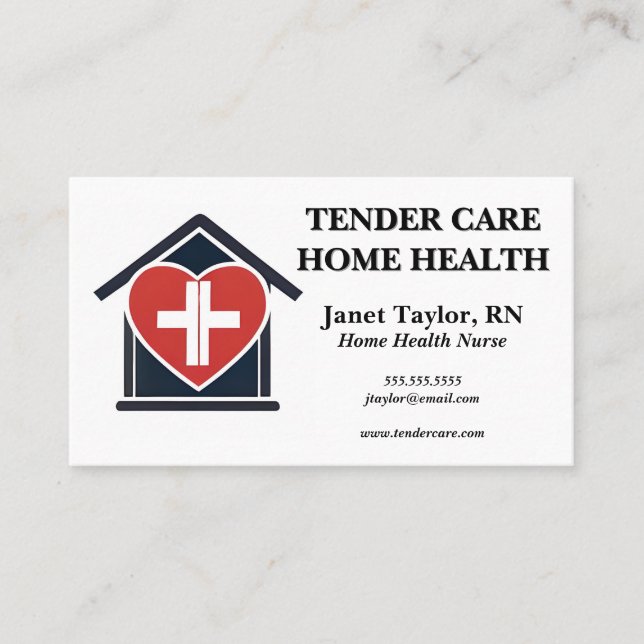 Heart in a House Home Health Home Care Business Card (Front)