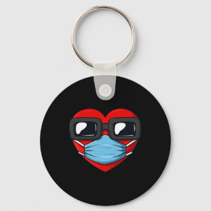 Heart In A Mask Fun Valentines Day Key Ring