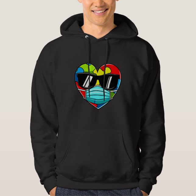 Heart In A Mask Puzzle Piece Autism Awareness Hoodie (Front)