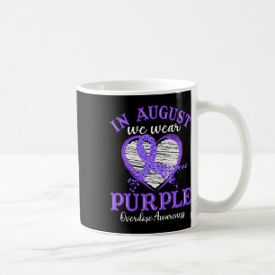 Heart In August We Wear Purple Overdose Awareness Coffee Mug