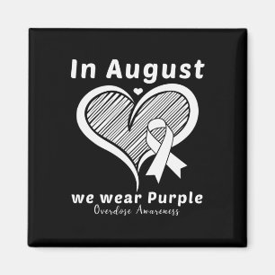 Heart In August We Wear Purple Overdose Awareness Magnet