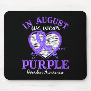 Heart In August We Wear Purple Overdose Awareness Mouse Mat