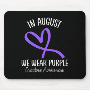 Heart In August We Wear Purple Overdose Awareness Mouse Mat