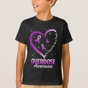 Heart In August We Wear Purple Overdose Awareness T-Shirt