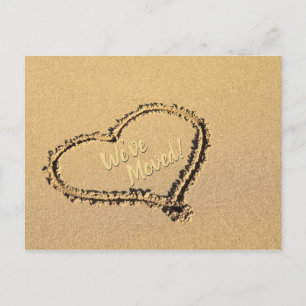 Heart in Beach Sand New Address Announcement Postcard