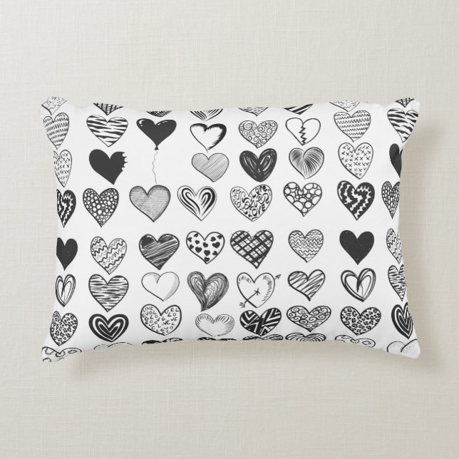 Heart in black and white decorative cushion (Front)