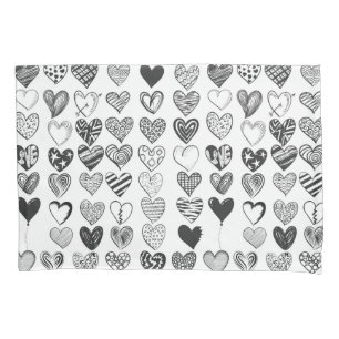 Heart in black and white pillowcase