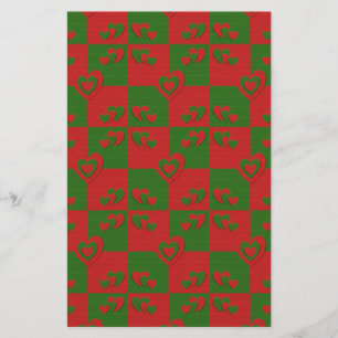 Heart in Christmas Colours Red Green Felting Look Stationery