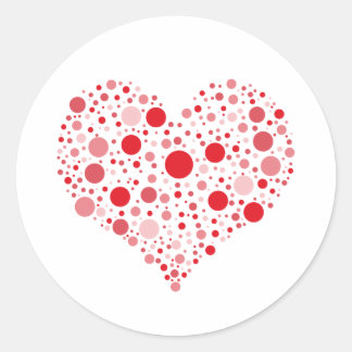 Heart In Dots Classic Round Sticker