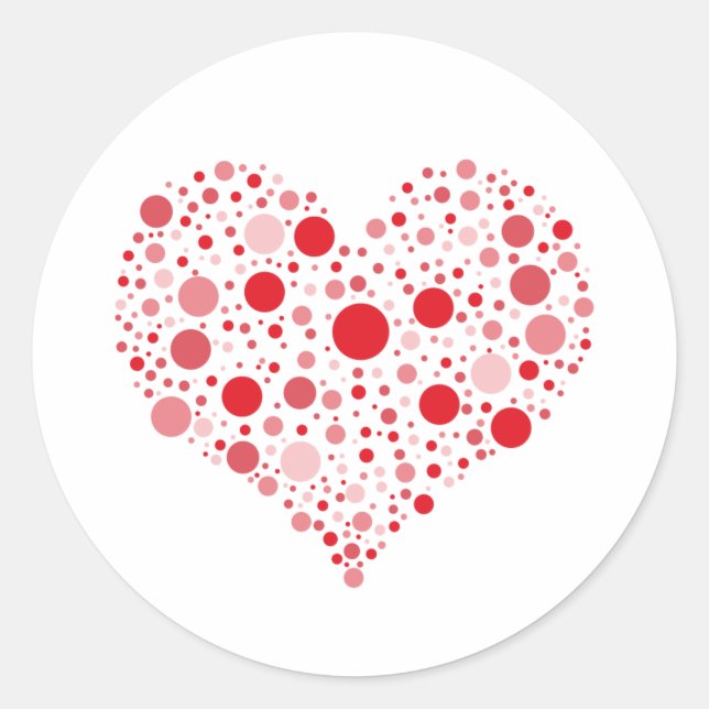 Heart In Dots Classic Round Sticker (Front)