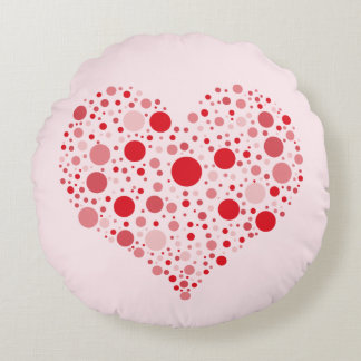 Heart In Dots Round Cushion