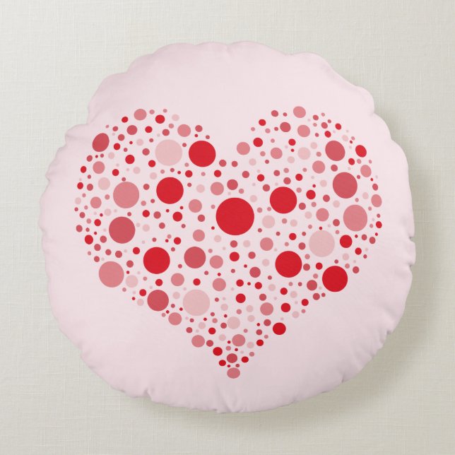Heart In Dots Round Cushion (Front)