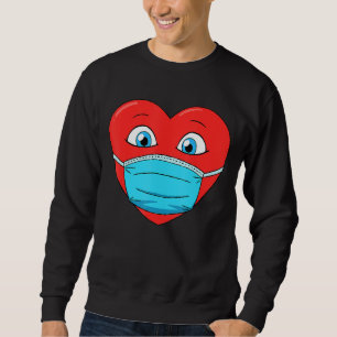 Heart In Face Mask Funny Men Women Boys Girls Vale Sweatshirt
