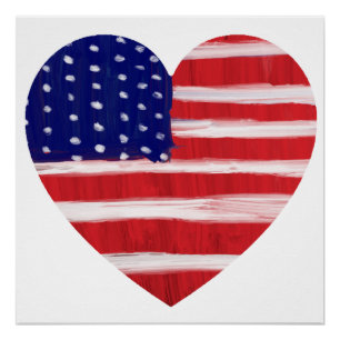 Heart In Flag Colours White Poster