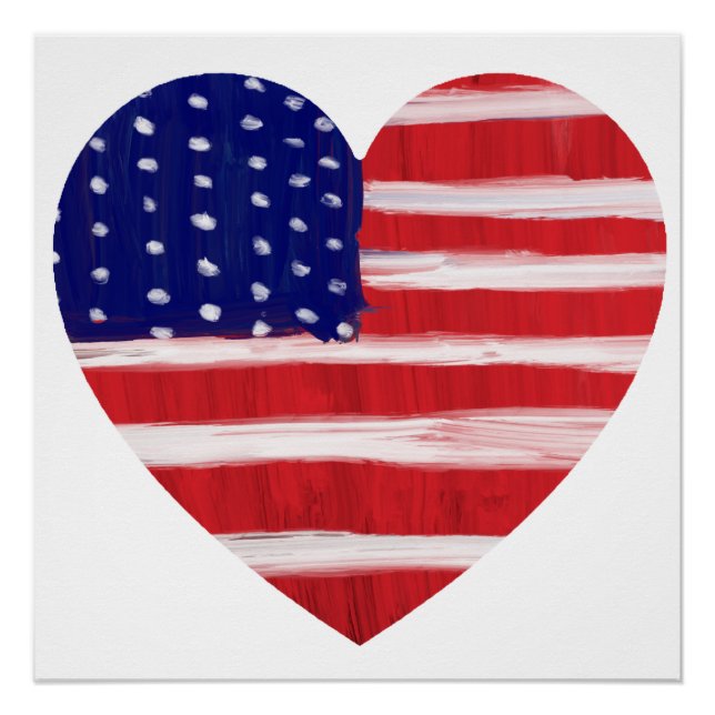Heart In Flag Colours  White Poster (Front)