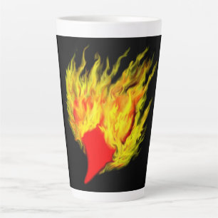 Heart in Flames Latte Mug