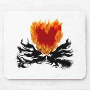 Heart in Flames Mouse Mat