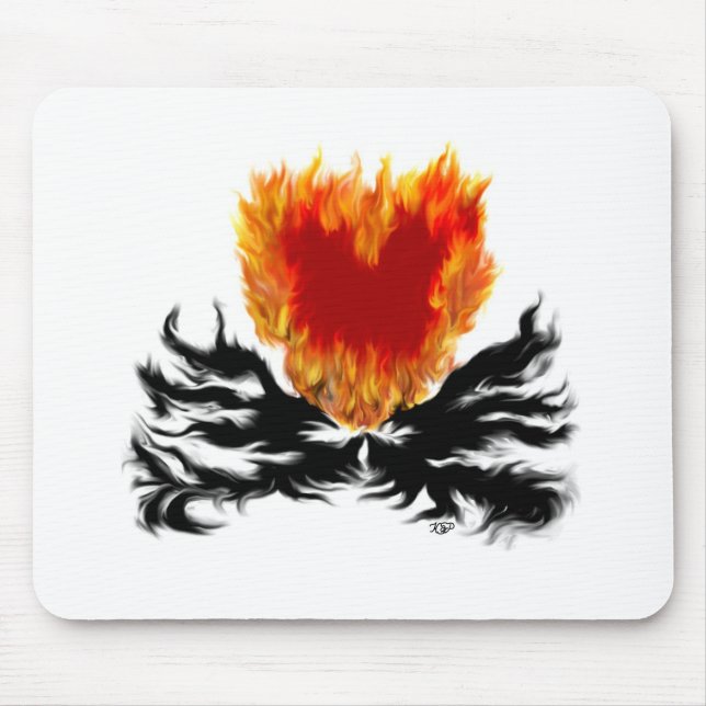 Heart in Flames Mouse Mat (Front)