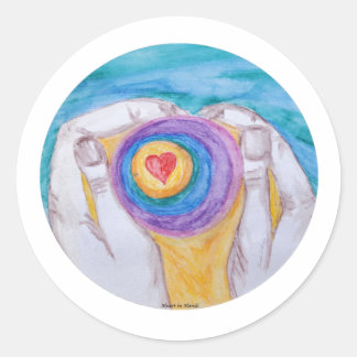 Heart In Hands Circle, No Saying, Title, Dig Sig Classic Round Sticker