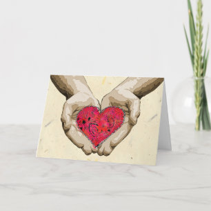 Heart in Hands Valentine Love Holiday Card