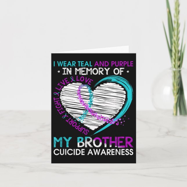 Heart In Memory Of My Brother Suicide Awareness Pr Card (Front)