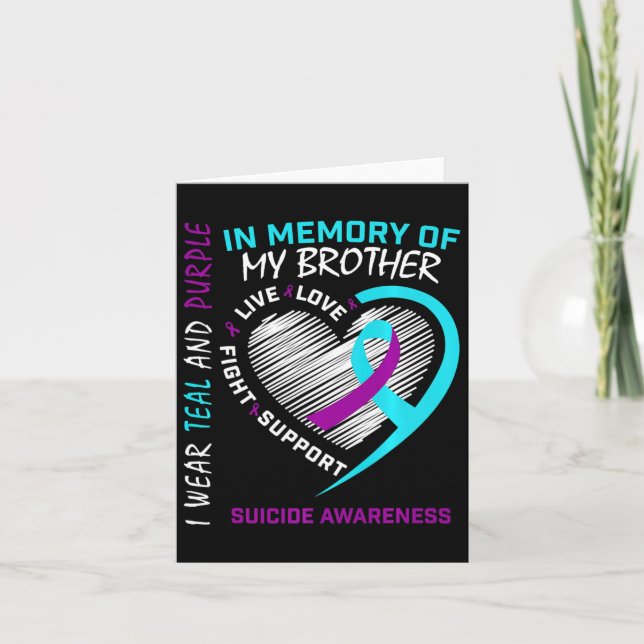 Heart In Memory Of My Brother Suicide Awareness Pr Card (Front)